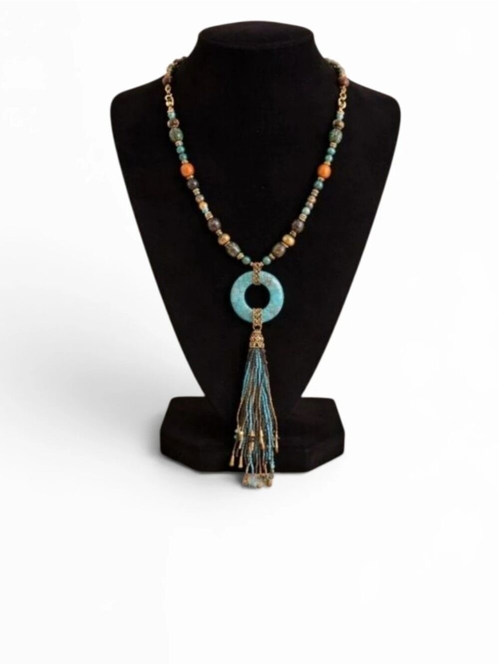 Coldwater Creek Turquoise Boho Necklace & Earring Set - Picture 3 of 4
